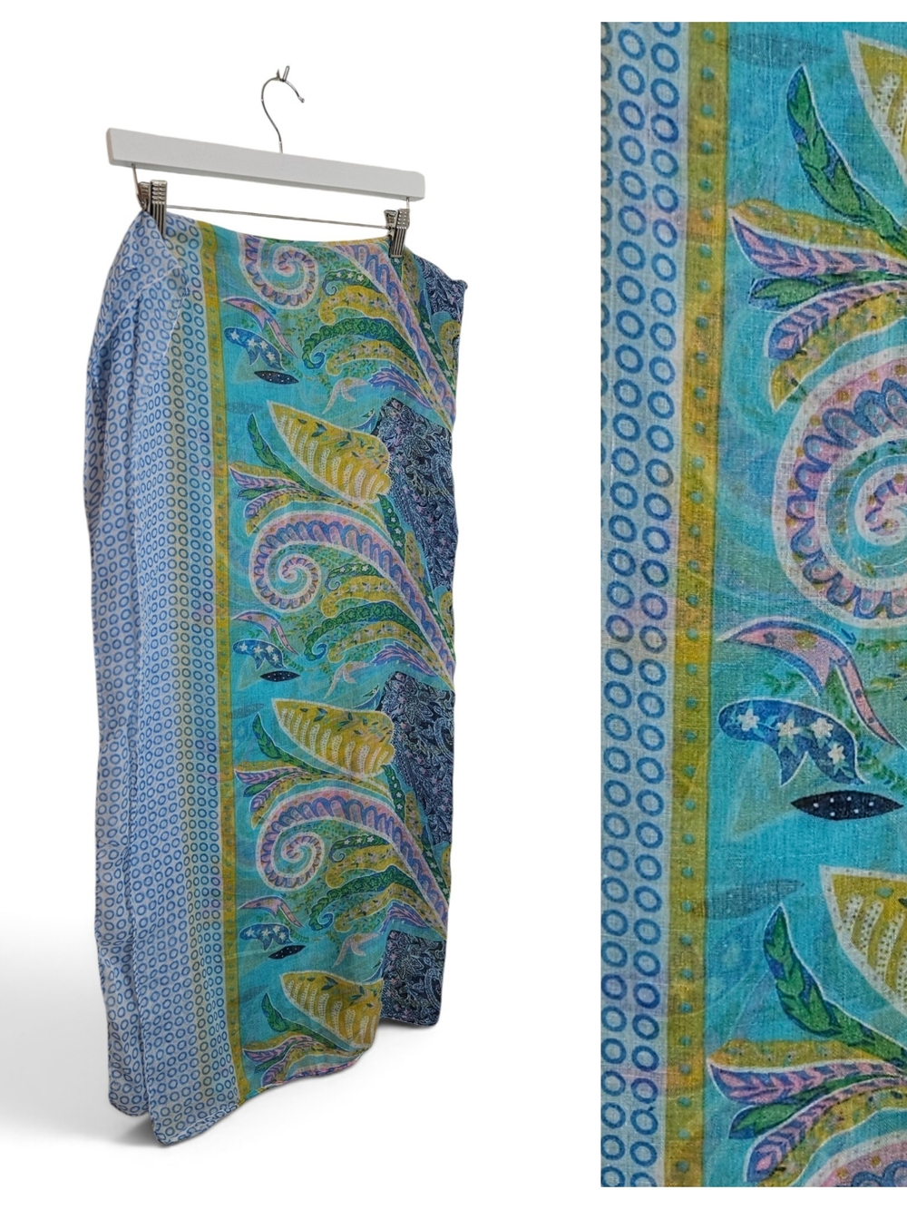 Vintage Da Mario Originalita di Capri Scarf OS Sheer Geometric Resortwear Blue